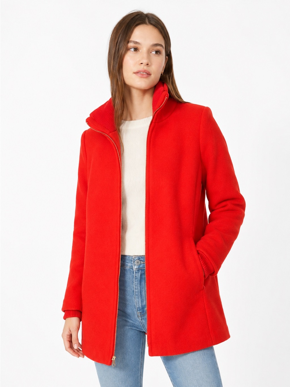 J. Crew Lodge Peacoat Orange Italian Wool Coat size 2